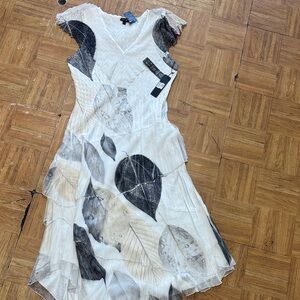 Komarov Asymmetrical Black and White Dress